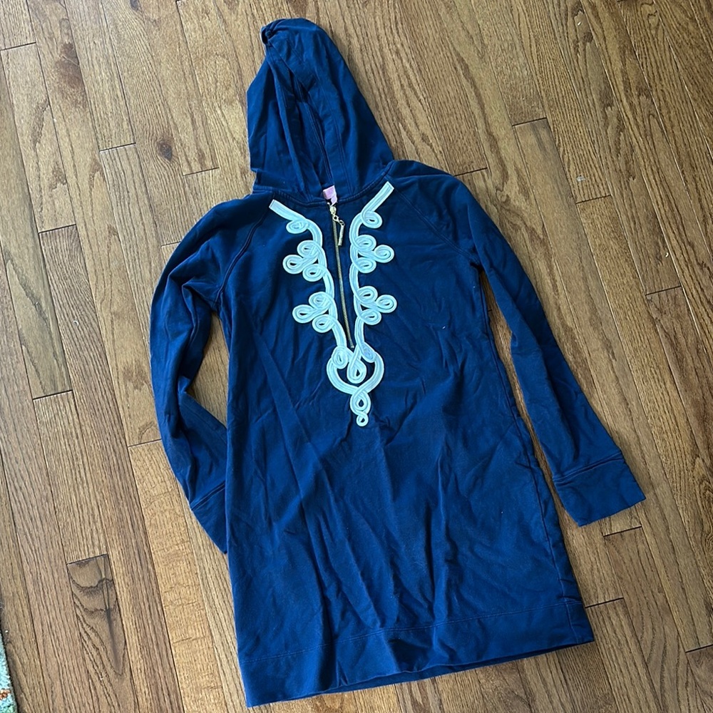 Lilly Pulitzer Navy Hoodie with White Embroidery